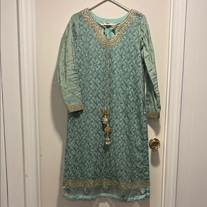 Mari B 3 piece  Teal Embroidered with Gold Accents